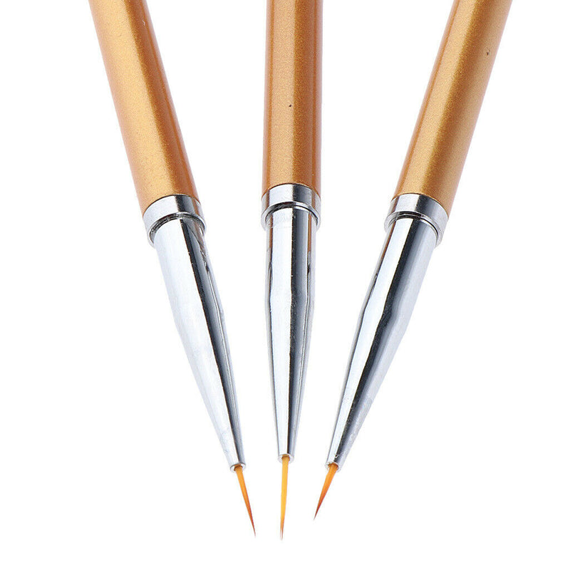 3 Pcs Nail Art Design DIY Drawing Painting Striping UV Gel Pen Brush Tool