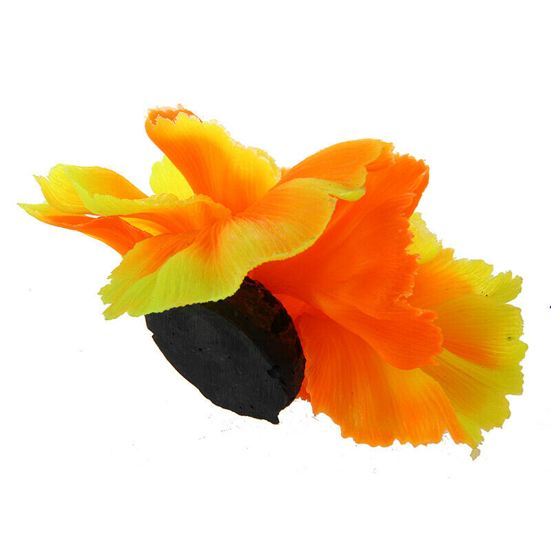 Aquarium Fish Tank Soft Artificial Sea Plant Anemone Ornament Orange