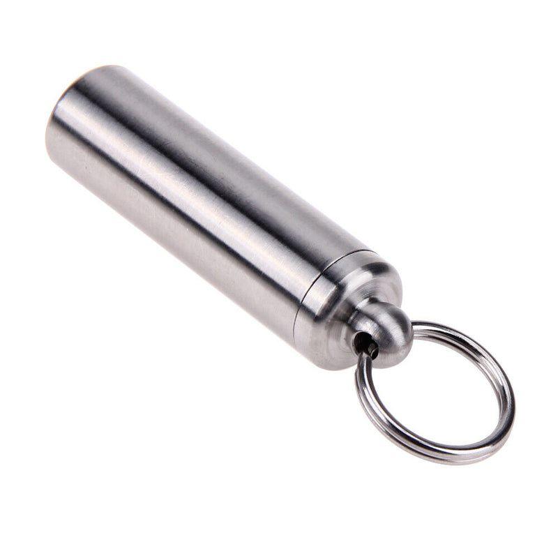 Survival Waterproof Pills Box Container Aluminum Medicine Bottle Keychain