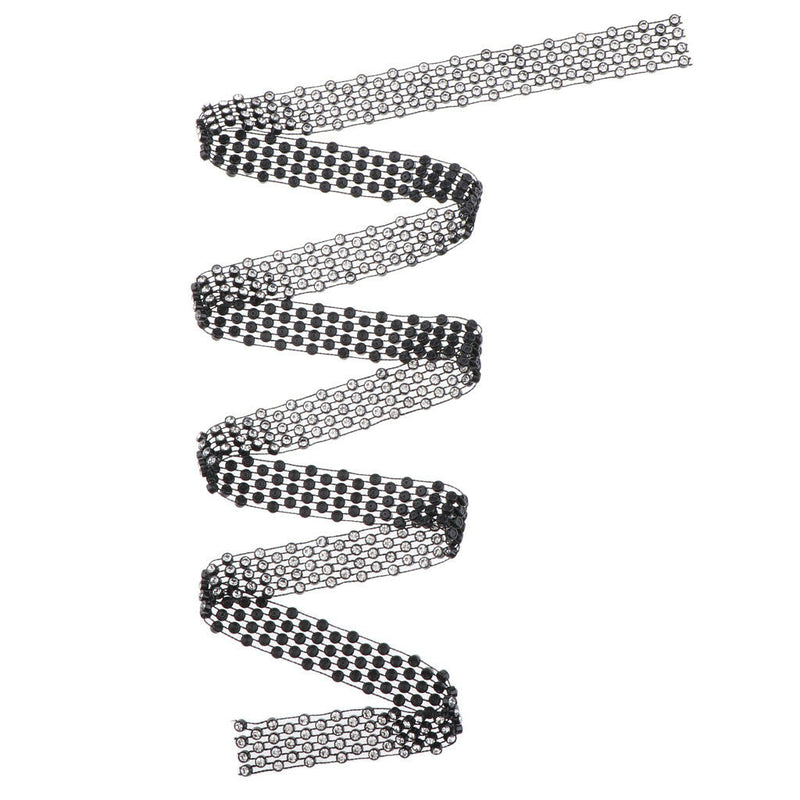1 yd Black Rhinestone Beaded Ribbon Chain Trim Embellishment DIY Crafts 17mm