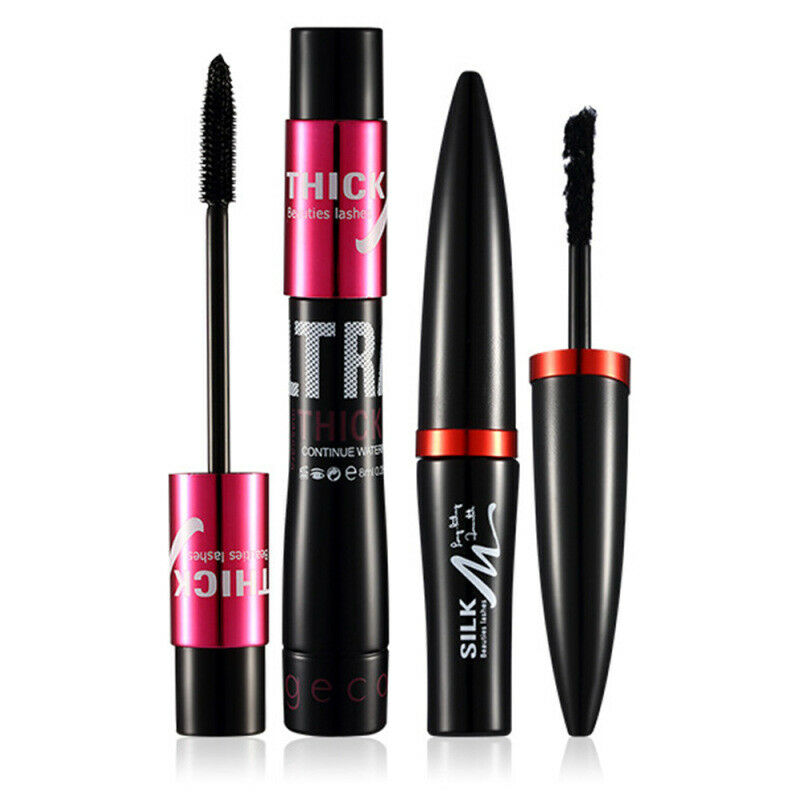 2PCS/Kitt 4D Mascara Waterproof Silk Fiber Volume Double Curling Makeup E LSY