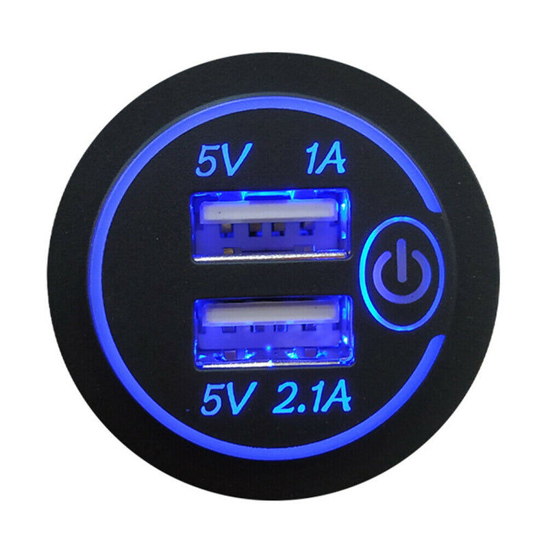 For Motorcycle Touch Switch 3.1A Dual USB Charger Socket Outlet with Power Cord