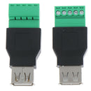 1Pc USB female to 5P screw shield plug terminal adapter connector FE MO