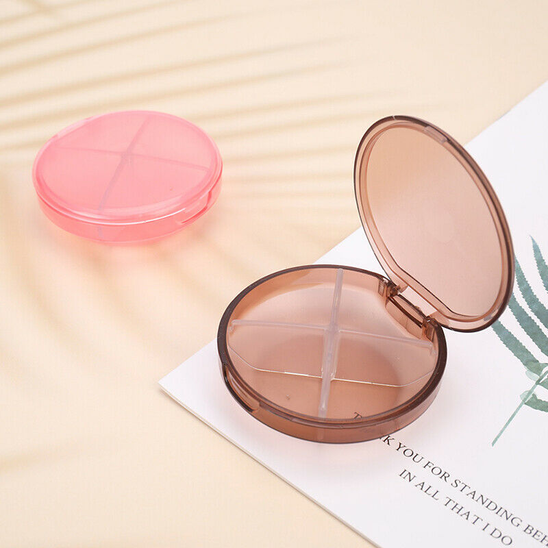 New Round Pill Box 4 Grid Tablet Organiser Medicine Storage Daily DispenserB Hn