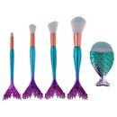 4pcs Green Mermaid Makeup Brush + 1pc Green Gradient Cosmetic Beauty Tools