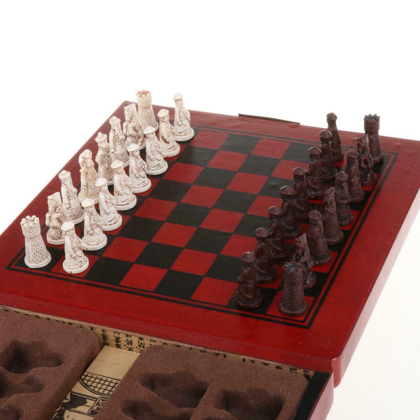 Handmade Wooden Chess Set Foldable Chess Game Board with Storage Slots, 32pc