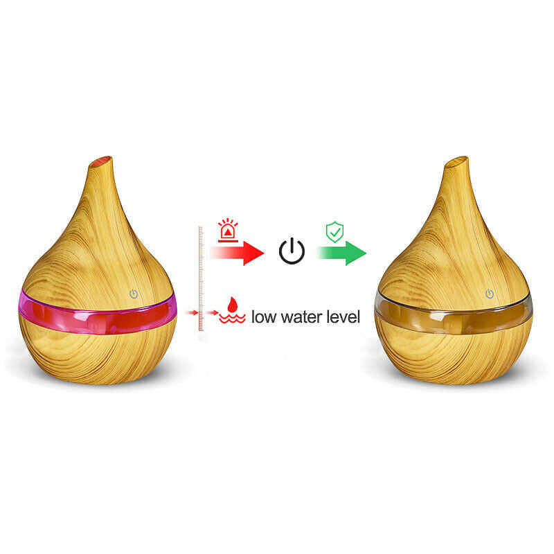 300ml USB Electric Aroma Air Diffuser Wood Ultrasonic Air Humidifier Essent B2X2