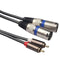 1.5m 4.9ft Dual XLR Male to Dual RCA Male Audio Signal Patch Adapter Cable