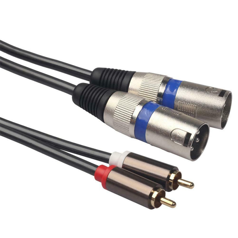 1.5m 4.9ft Dual XLR Male to Dual RCA Male Audio Signal Patch Adapter Cable