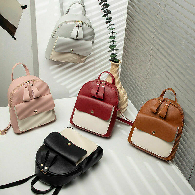 5X(Women Girls School Bag Pu Leather Backpack Mini Backpack Purse Travel H F7V6)