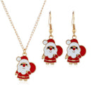 2pcs/set Christmas Santa Claus Drop Earrings Cute Pendant Necklace Jewelry
