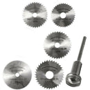 6pc Mini HSS Saw Blade Discs Hish Speed Steel Mandrel Set for Rotary To MAP