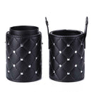 Fashion Leather Makeup Brush Storage Case Empty Holder Organizer (Black S) A