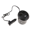 Durable Dual USB Port Car Charger 2 Sockets Cigarette Lighter Cup Holder Adapter