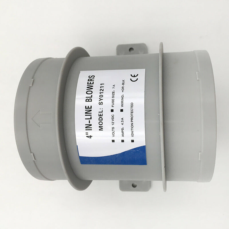 In-Line Bilge Quiet Blower 12 Volt-4'' Dia. Hose suit Boat Marine, White