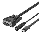 Type-C to VGA Adapter Cable Wire with 3.5mm Audio Female Port HD TV Cable C W5L3