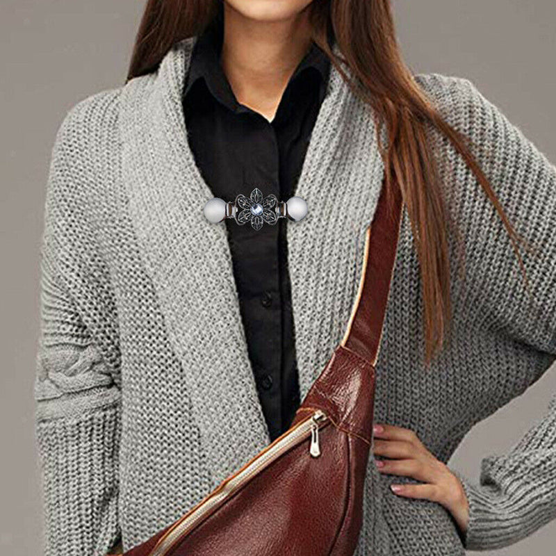 Women Shawl Cardigan Clasp Sweater Duck Clip Blouse Shirt Collar Clasp Retro