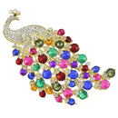 Large Size Peacock Brooch Colorful Crystal Women Wedding Party Jewelry Gift A
