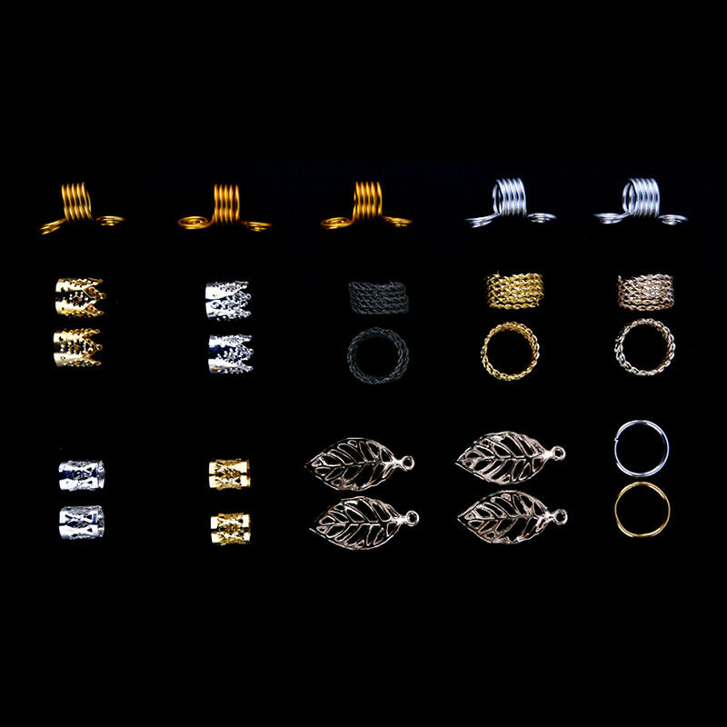 180Pcs/Box Braid Hair Beads Dreadlocks Cuff Clip Beads Rings For Hair ExtensioES