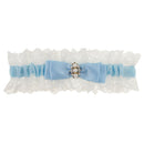 Satin Lace Garter Bride Bow Rhinestone Pearls Thigh Ring Wedding Accessory
