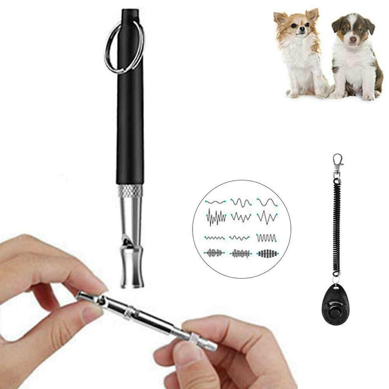 Dog Whistle Set Copper Adjustable Pitch Pet Training Clicker Silent Bark Control