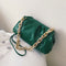 Women Chain Shoulder Bags PU Leather Cloud Party Clutch Handbag (Green)