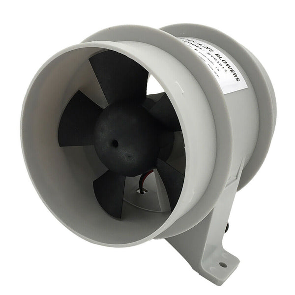 In-Line Bilge Quiet Blower 12 Volt-4'' Diameter Hose suit Boat Marine, White