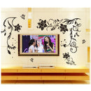 Flower Vine Removable Black Butterfly Wall Stickers Wall Decals Art Decor