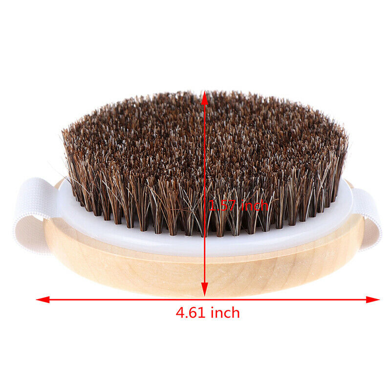 1X Wood Natural Horse Hair Bath Body Brush Cellulite Shower Dry Skin Exfoliati3C