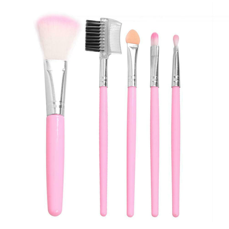 5pcs Blusher Foundation Powder Eyeshadow Eyebrow Lip Makeup Brushes Set Kit