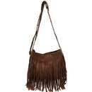 Fringe Tassel Faux Suede Shoulder Messenger Bag Women Handbag Brown B4J8