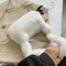 Women Fluffy Shoulder Bag Solid Plush Handbags Female Winter Totes (White)