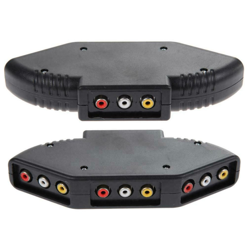 3-Way Audio Video AV RCA Black Switch Selector Box Splitter with/3RCA Cable