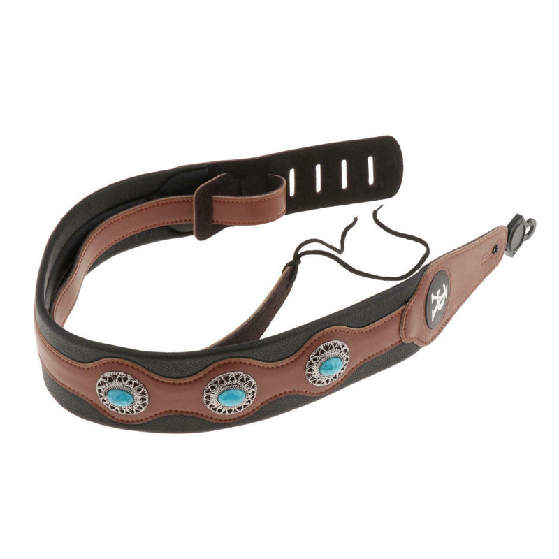 2Pcs Leathers Double Stitched Leather Guitar Strap 3 inches Wide Adjustable