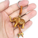 Lucky Elephant Carving Wooden Pendant Keychain Key Ring Chain Decor  Z