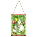 Happy Easter Rabbit Wood Hanging Plaque Ornament Home Wall Festival Pendant