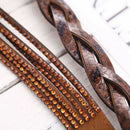 Leopard Long Artificial Leather Bracelet Hot Drilling Multi-Layer Winding F D4O5