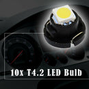 10x White Light T4.2 1SMD 1210 Instrument LED Light Bulb Panel Gauges Lamp LBF