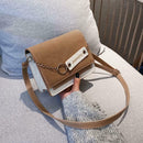 Casual Messenger Bag Women Splicing Color Chain Shoulder Handbags (Brown) A