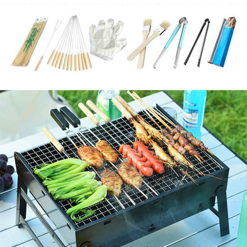 8Pcs Set Long Skewers Kitchen Outdoor BBQ Tools BBQ Grill Accessories