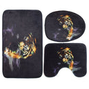 1X(3Pcs/Set Print Non Slip Toilet Bathroom Pad Tiger Pattern Carpet Absorbe