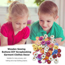 50pcs Wooden Chrysanthemums Sewing Buttons DIY Scrapbooking Clothes Decor