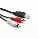 USB A Male Plug To 2 RCA Female Cable Adapter Converter TV Cable Cord 1.5m