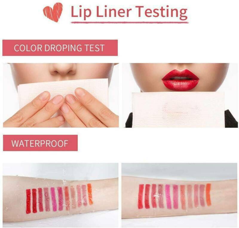 12X Lip Pencils Matte Lipliner Pencil Waterproof Makeup Lips Matte Cosmetics Set