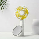 Portable Handheld Mini Fan With Makeup Mirror Battery Usb Rechargeable Offi