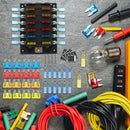32V 12-Way Blade Fuse Holder Box + 14 Heat Shrink Tube Ring Connector + 16 Fuses
