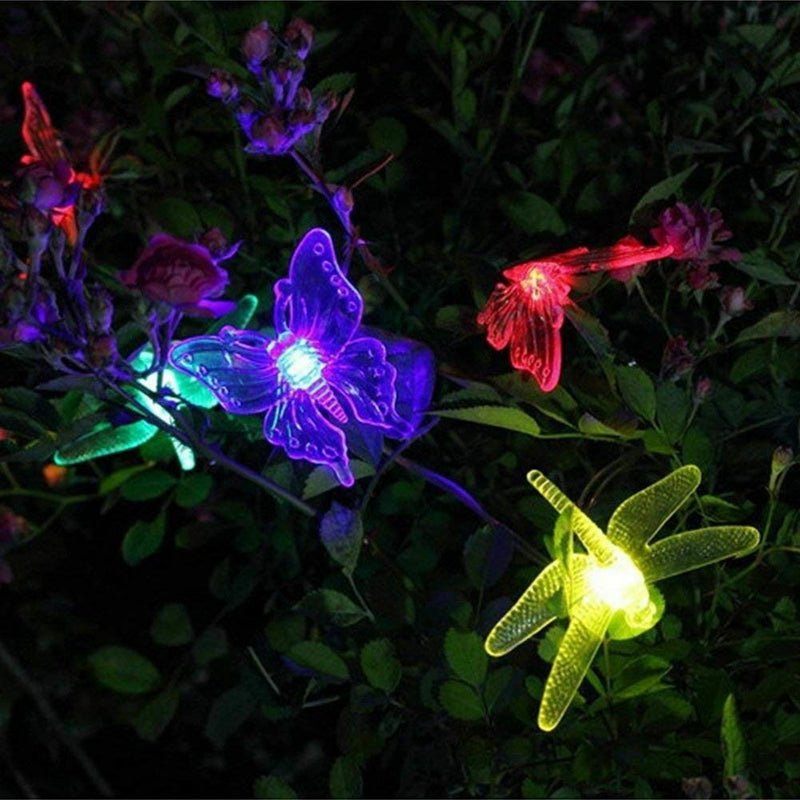 Solar String Lights Outdoor,20 LED Solar Powered Butterfly Dragonfly String Q2X7