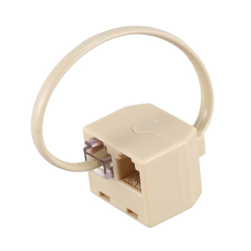 5X(RJ11 6P4C 2 Way Outlet Telephone Jack Line Splitter Adapter Beige G2Y3)