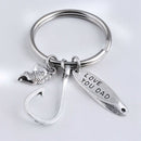 Love you Dad Charm Fish Hook Chain Ring Keychain Keyring Key Fob Metal Gift