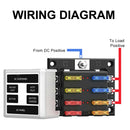 6-Way Blade Fuse Box Block Holder LED Indicator Light 12V-32V Marine Boats Car